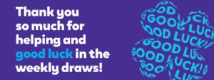 Thank you so much for helping and good luck in the weekly draws!